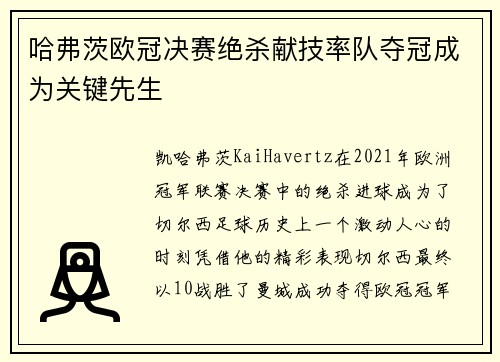 哈弗茨欧冠决赛绝杀献技率队夺冠成为关键先生